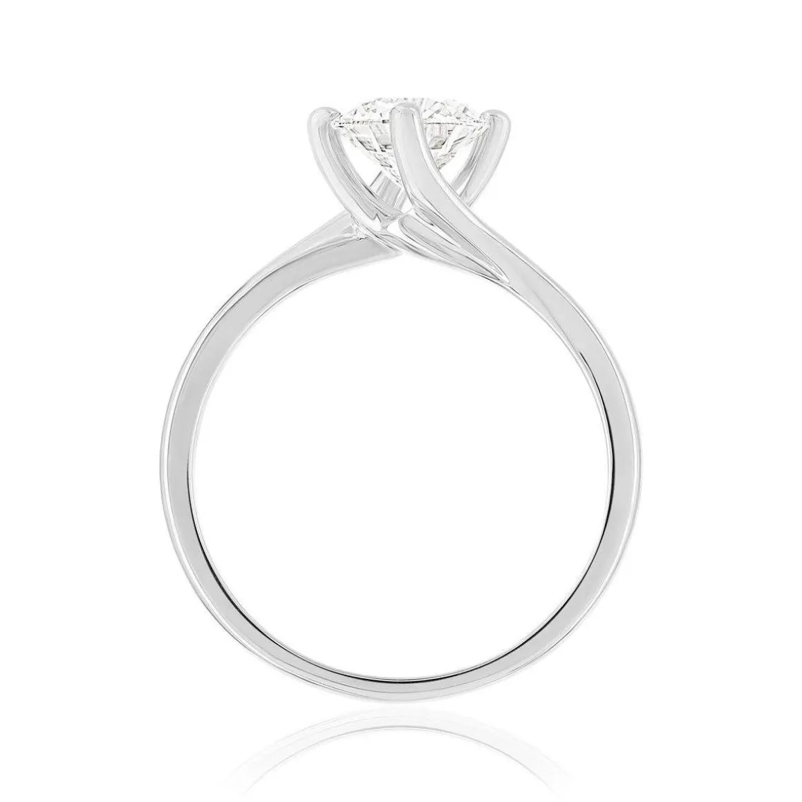 Solitaire or 750 blanc diamant synthétique 1 carat