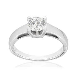 Solitaire or 750 blanc diamant synthétique 0,75 carat