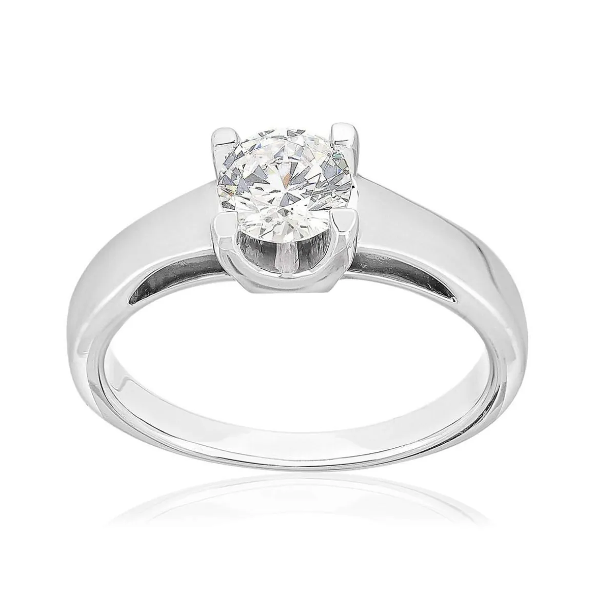 Solitaire or 750 blanc diamant synthétique 0,75 carat