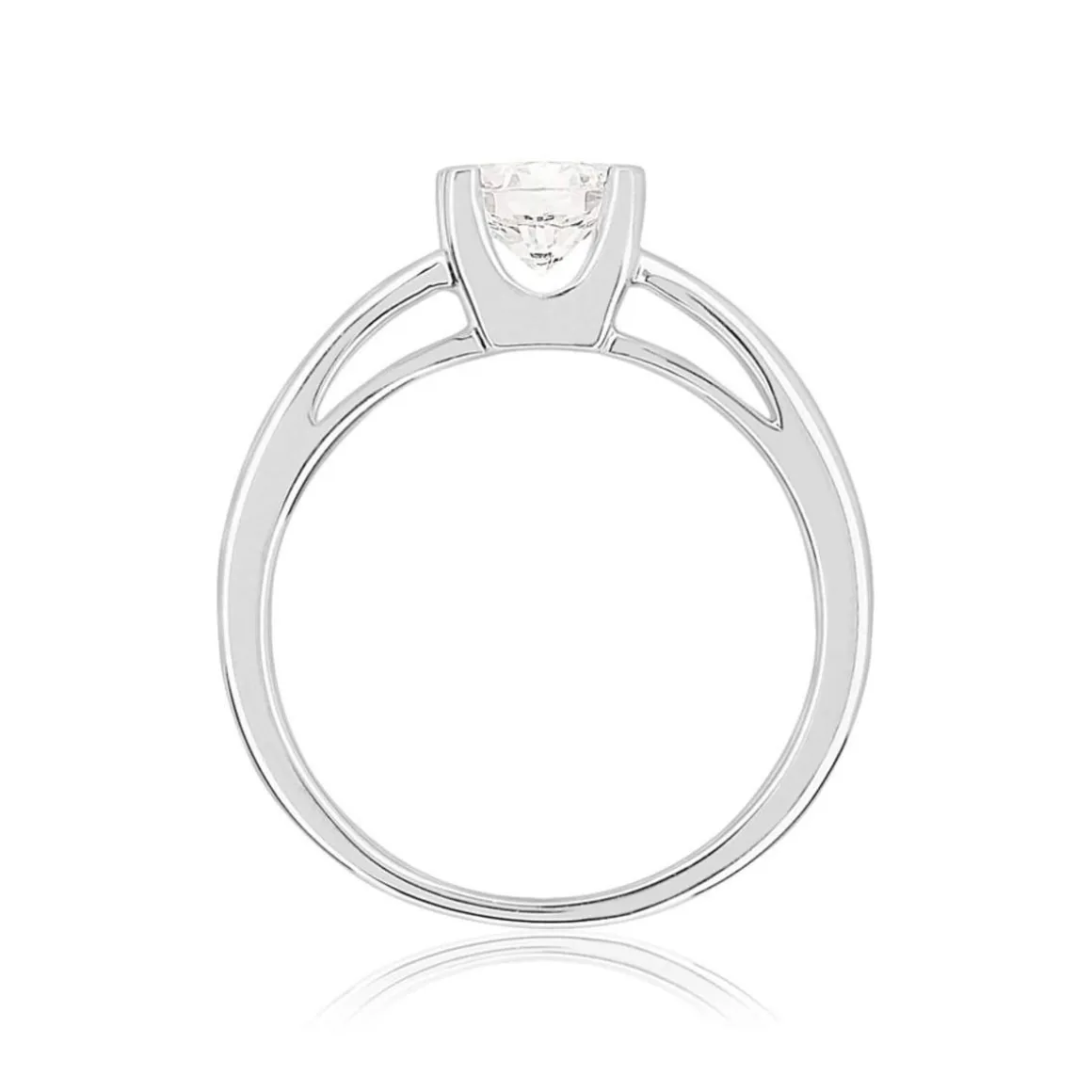 Solitaire or 750 blanc diamant synthétique 0,75 carat