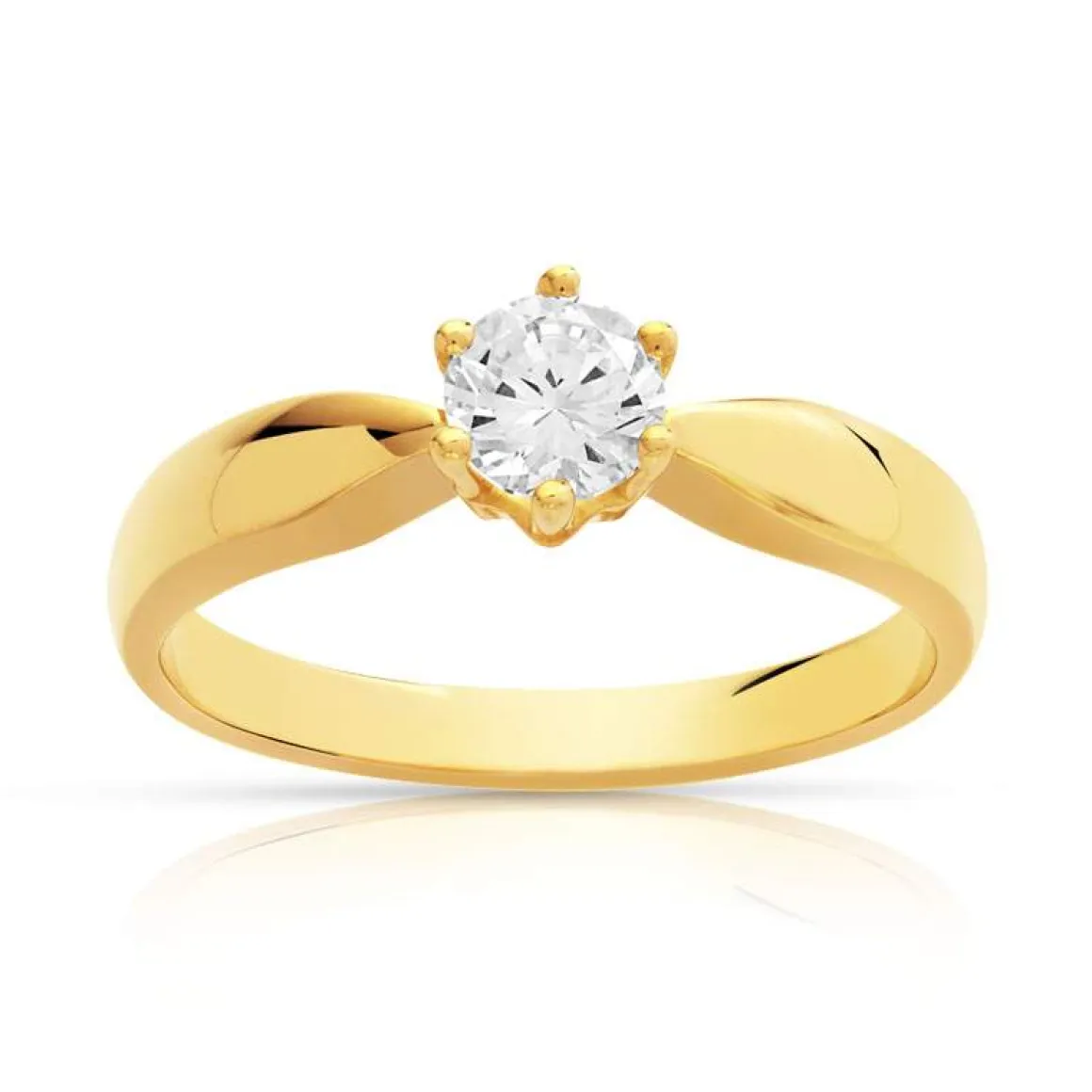 Solitaire or 750 jaune diamant 0,4 carat