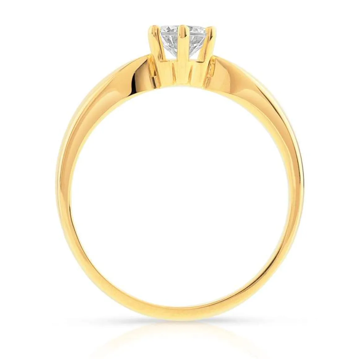 Solitaire or 750 jaune diamant 0,4 carat