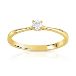 Solitaire or 750 jaune diamant 0,1 carat