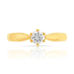 Solitaire or 750 jaune diamant 0,3 carat