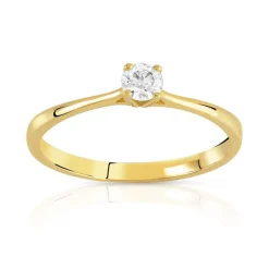 Solitaire or 750 jaune diamant 0,15 carat