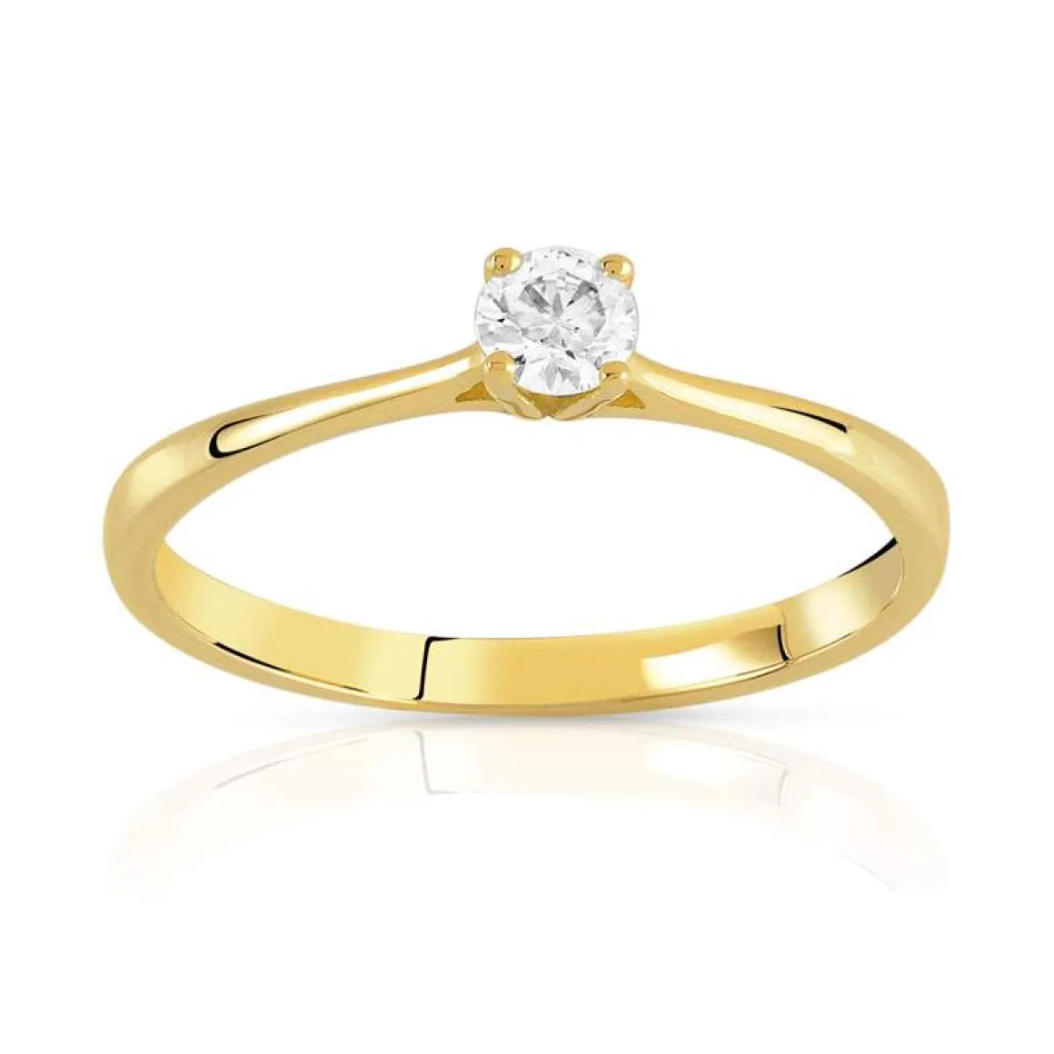 Solitaire or 750 jaune diamant 0,15 carat