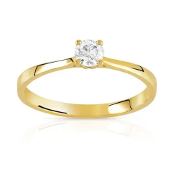 Solitaire or 750 jaune diamant 0,2 carat