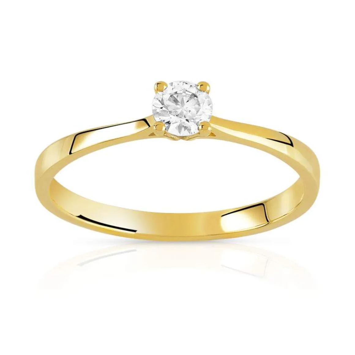 Solitaire or 750 jaune diamant 0,2 carat
