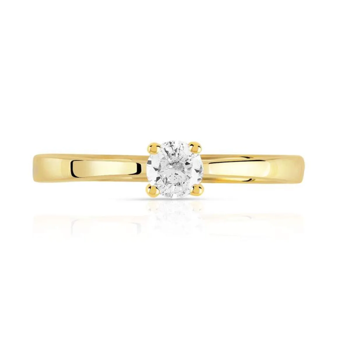 Solitaire or 750 jaune diamant 0,2 carat
