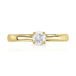 Solitaire or 750 jaune diamant 0,25 carat