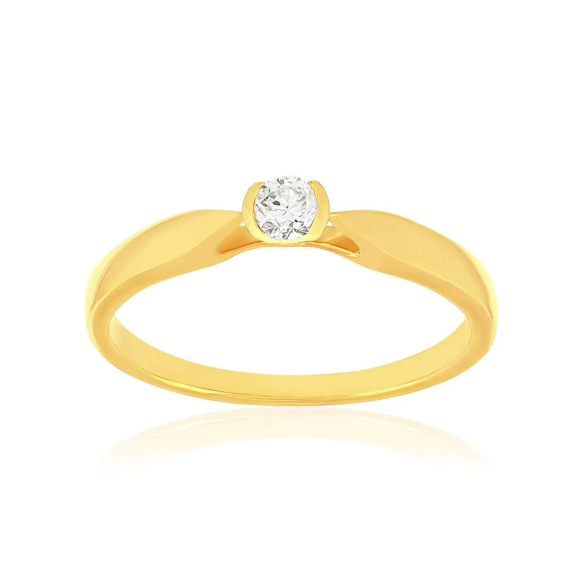 Solitaire or 750 jaune diamant HP1 0.1 carat