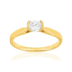 Solitaire or 750 jaune diamant HP1 0.4 carat