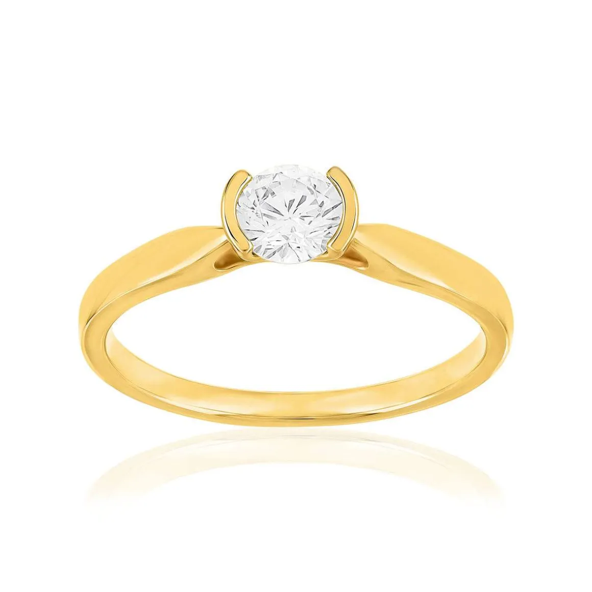 Solitaire or 750 jaune diamant HP1 0.4 carat