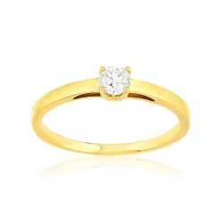 Solitaire or 750 jaune diamant HP1 0.15 carat