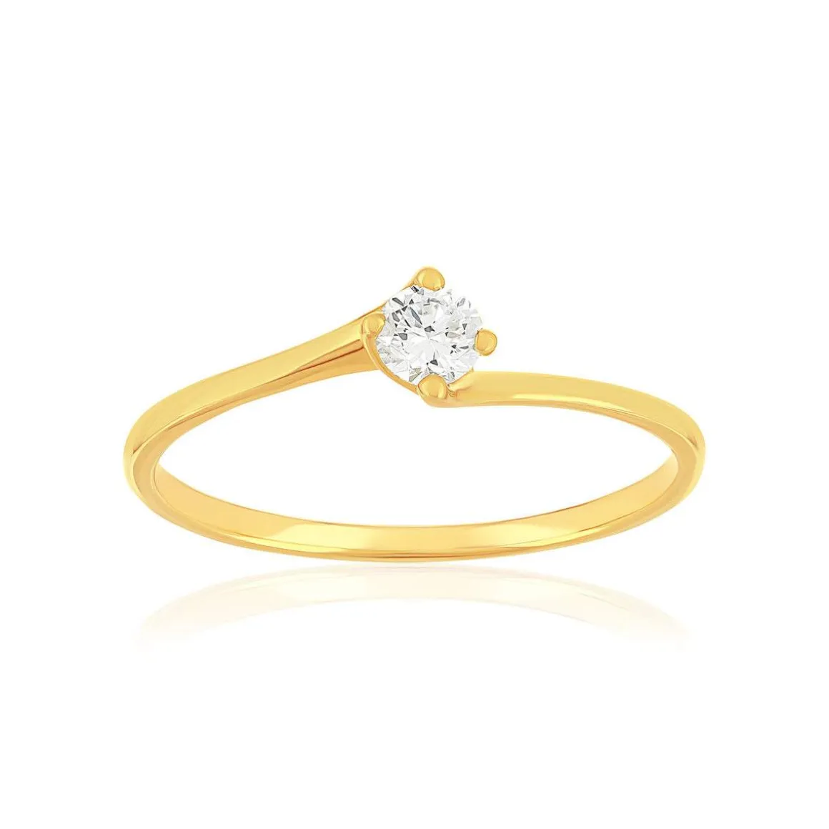 Solitaire or 750 jaune diamant HP1 0.15 carat