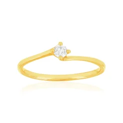 Solitaire or 750 jaune diamant HP1 0.1 carat