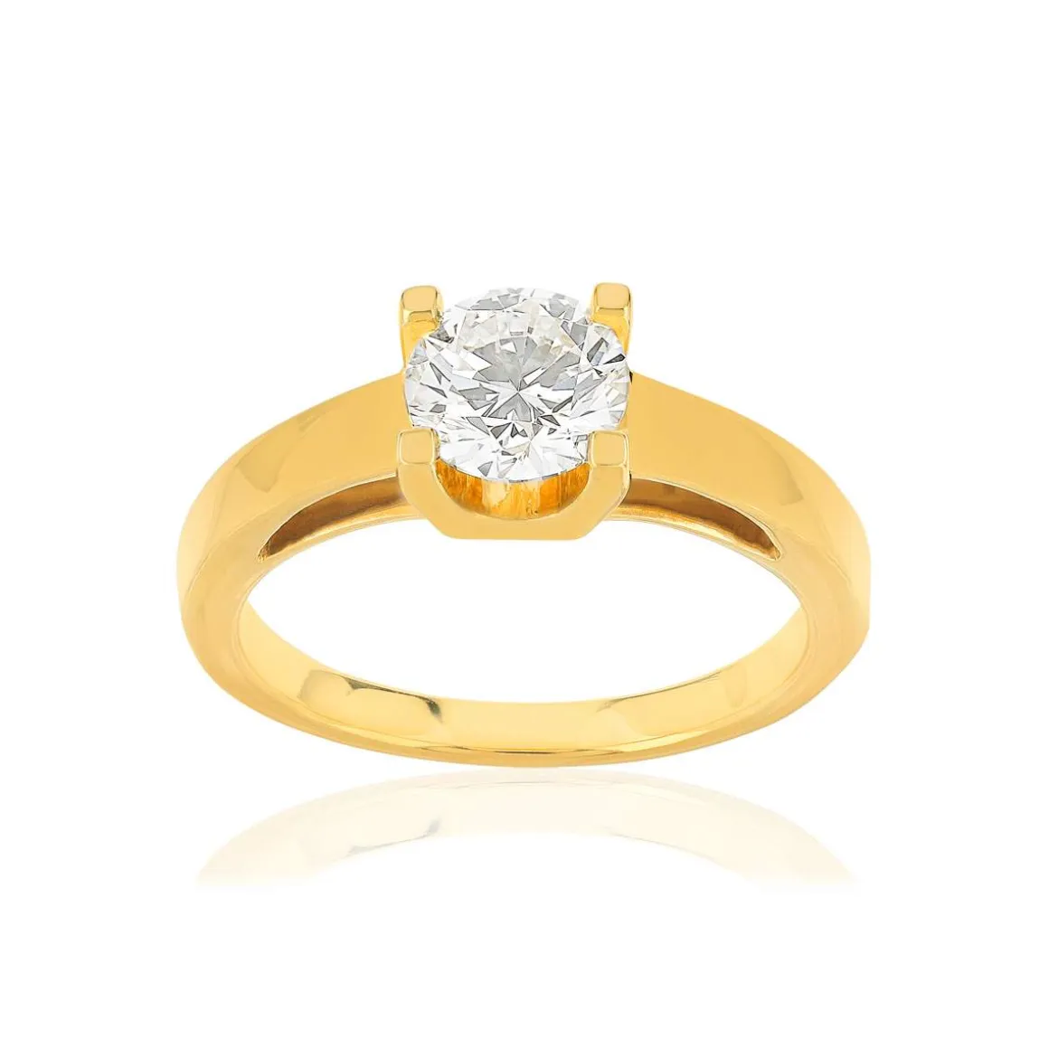 Solitaire or 750 jaune diamant HP1 1 carat