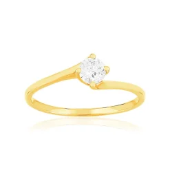 Solitaire or 750 jaune diamant HP1 0.3 carat