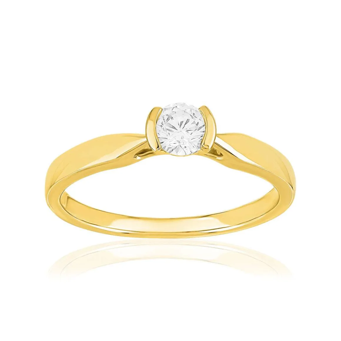 Solitaire or 750 jaune diamant HSI 0.25 carat