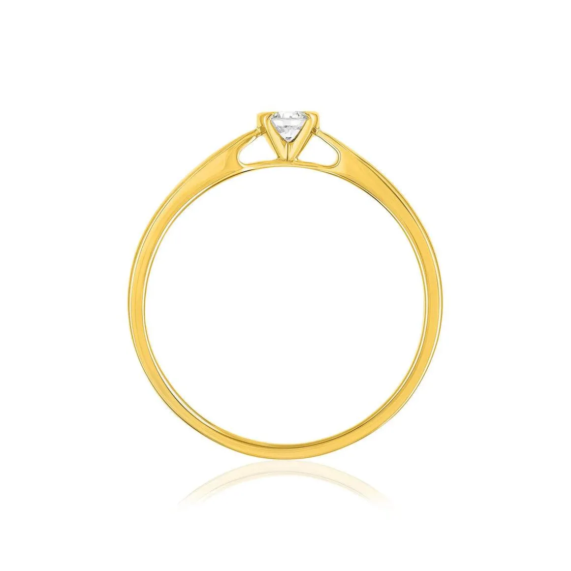 Solitaire or 750 jaune diamant HSI 0.15 carat