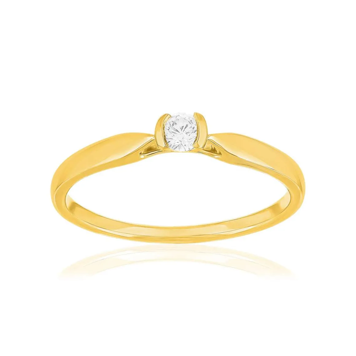 Solitaire or 750 jaune diamant HSI 0.15 carat