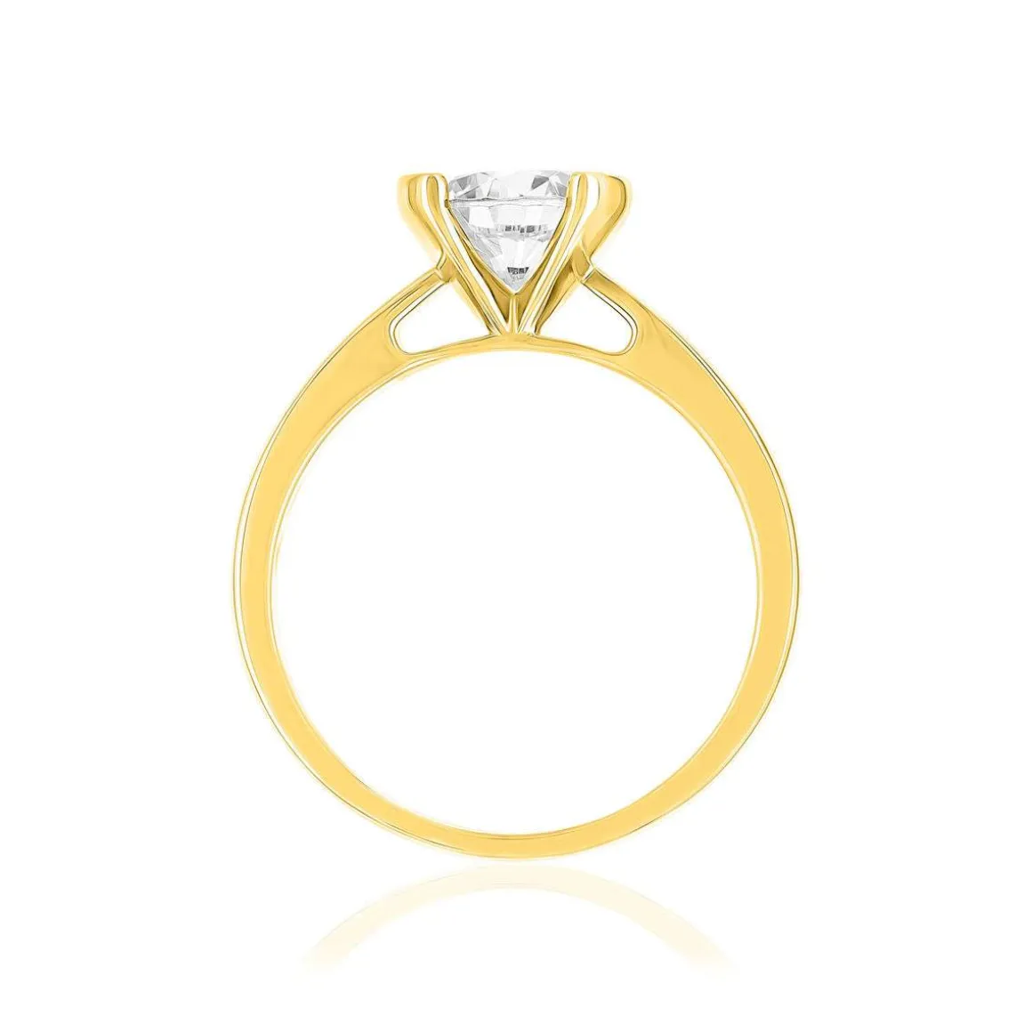 Solitaire or 750 jaune diamant HSI 1 carat