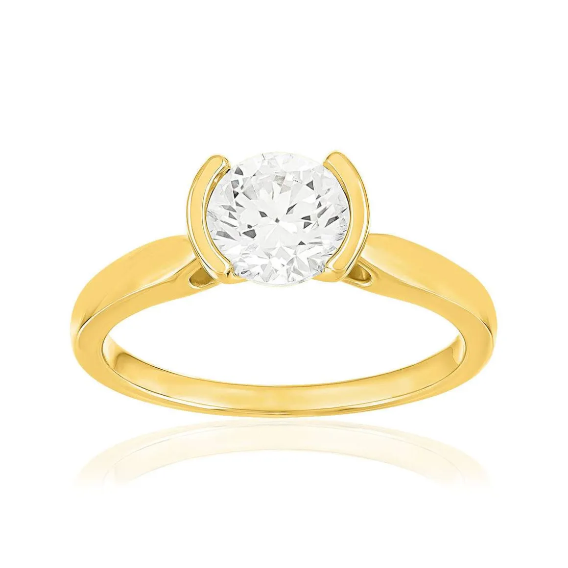 Solitaire or 750 jaune diamant HSI 1 carat