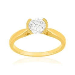Solitaire or 750 jaune diamant HSI 0.8 carat