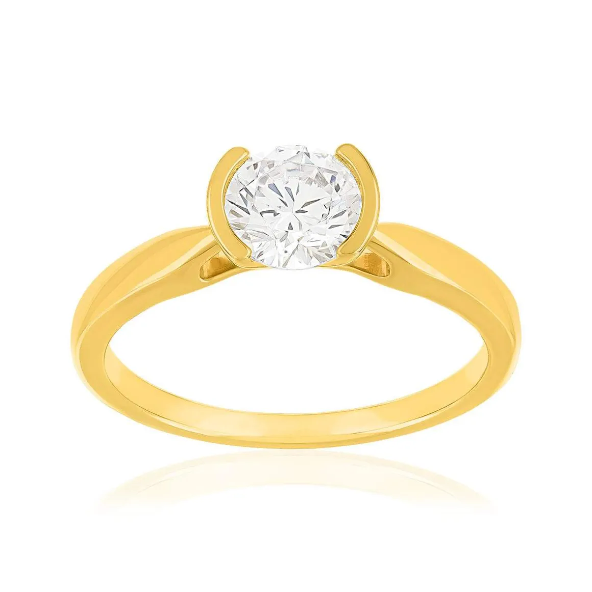 Solitaire or 750 jaune diamant HSI 0.8 carat