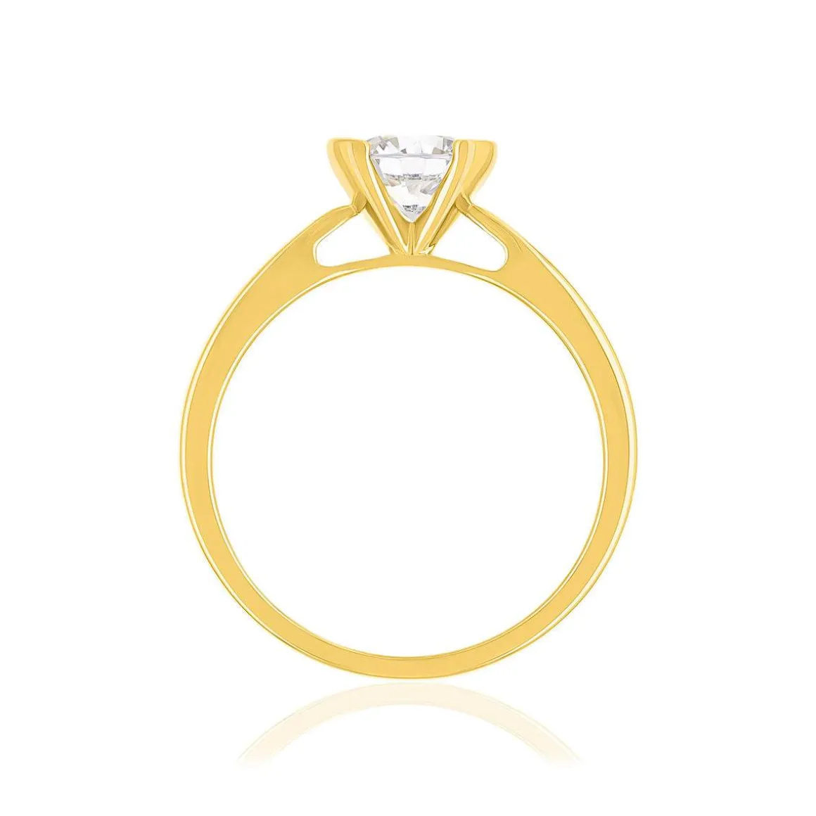 Solitaire or 750 jaune diamant HSI 0.8 carat