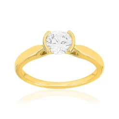 Solitaire or 750 jaune diamant HSI 0.7 carat