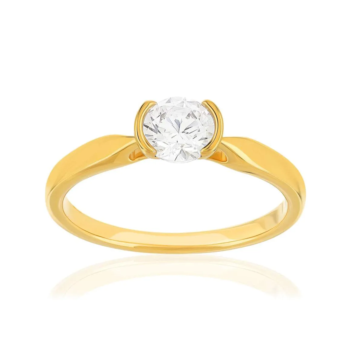 Solitaire or 750 jaune diamant HSI 0.5 carat