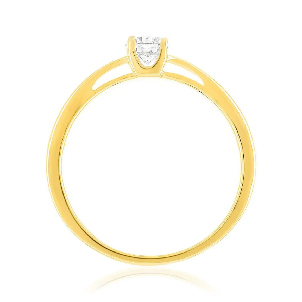 Solitaire or 750 jaune diamant HSI 0.2 carat