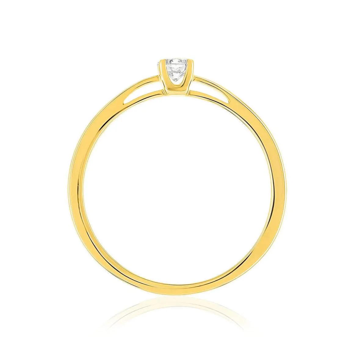 Solitaire or 750 jaune diamant HSI 0.1 carat