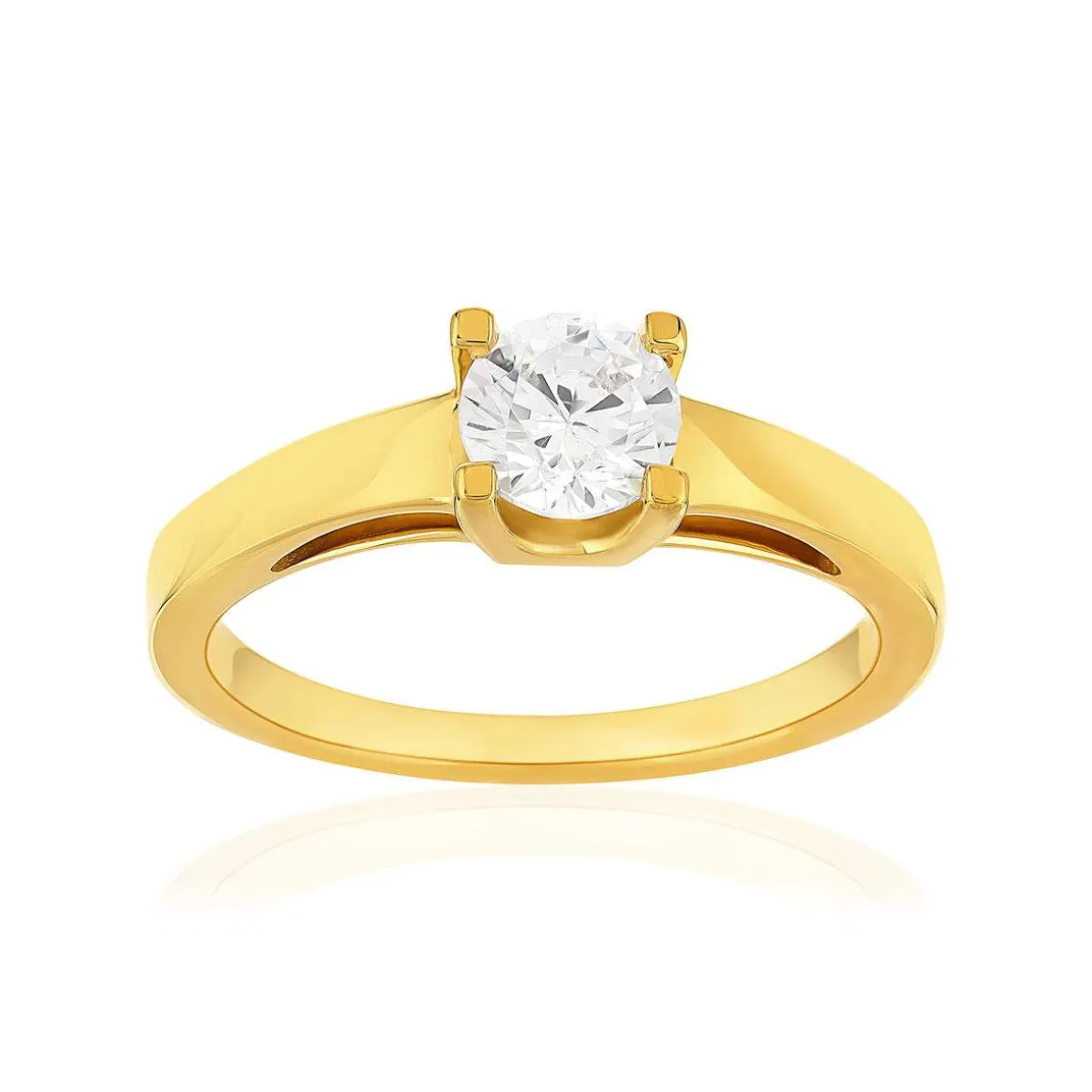 Solitaire or 750 jaune diamant HSI 0.7 carat