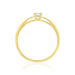Solitaire or 750 jaune diamant HSI 0.15 carat