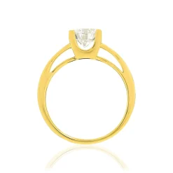 Solitaire or 750 jaune diamant HSI 1 carat