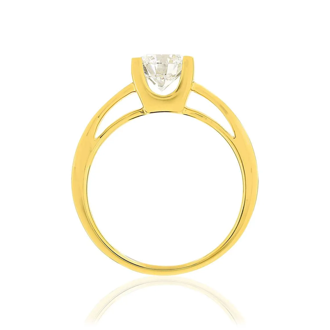 Solitaire or 750 jaune diamant HSI 1 carat