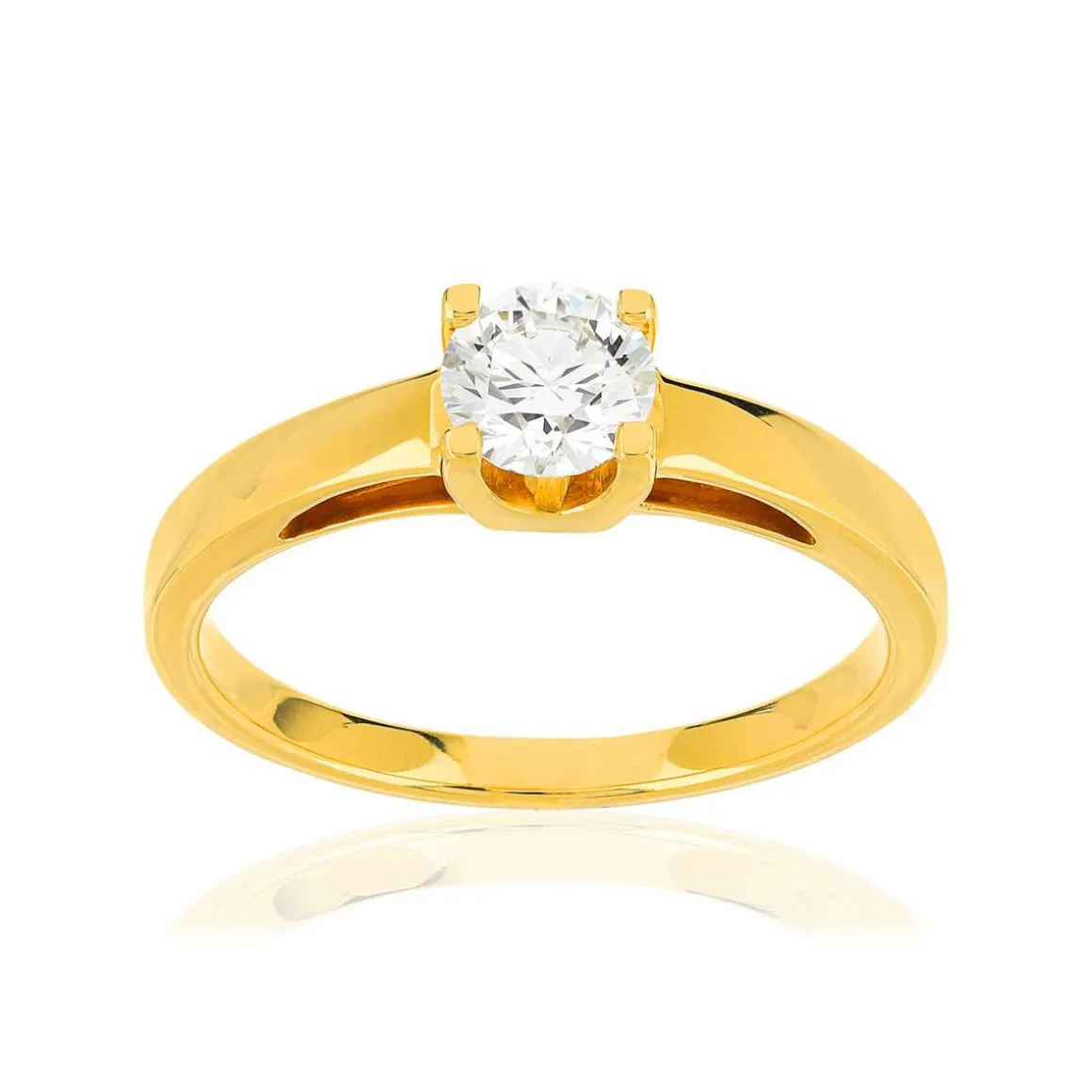 Solitaire or 750 jaune diamant HSI 0.5 carat