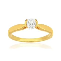 Solitaire or 750 jaune diamant HSI 0.3 carat