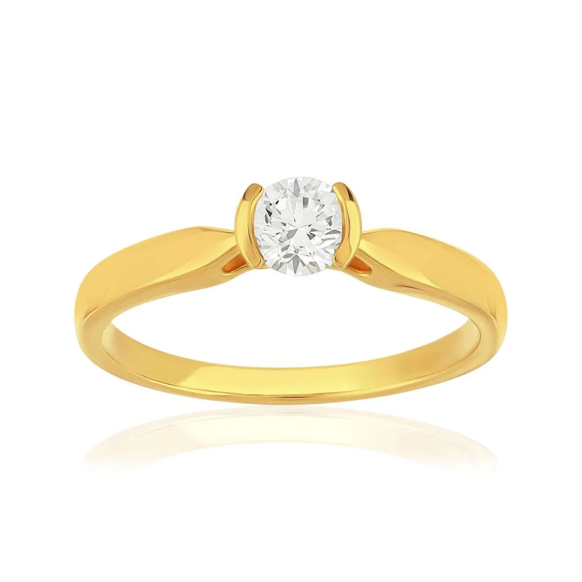 Solitaire or 750 jaune diamant HSI 0.3 carat