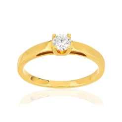 Solitaire or 750 jaune diamant HSI 0.25 carat