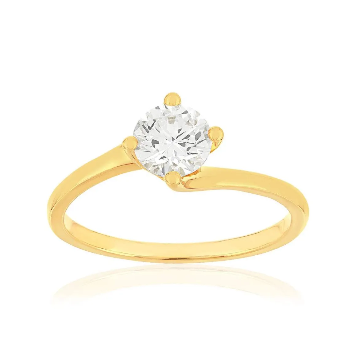 Solitaire or 750 jaune diamant HSI 0.7 carat