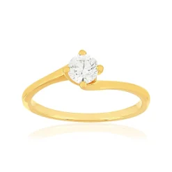Solitaire or 750 jaune diamant HSI 0.4 carat