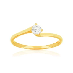 Solitaire or 750 jaune diamant HSI 0.2 carat