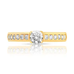Solitaire or 750 jaune diamants