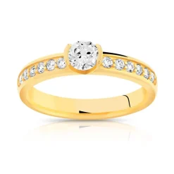 Solitaire or 750 jaune diamants