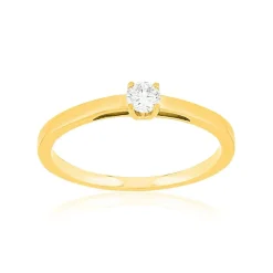 Solitaire or 750 jaune diamant synthétique 0,1 carat