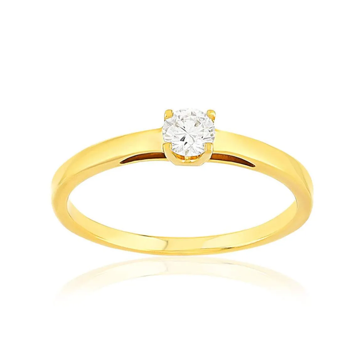 Solitaire or 750 jaune diamant synthétique 0,15 carat