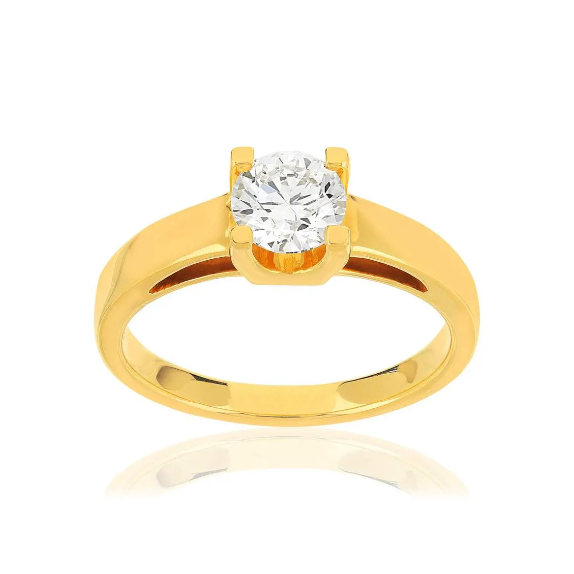 Solitaire or jaune 750 diamant synthétique 0.75 carat